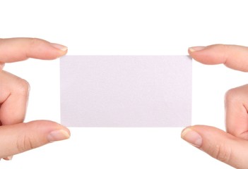 Obraz premium Blank business card in hands