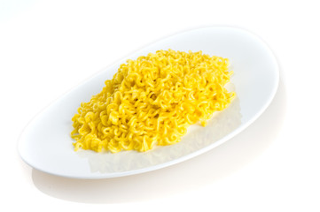Closeup of Asian dried wheat noodles