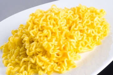 Closeup of Asian dried wheat noodles