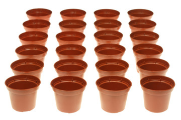 Flowerpots on white.