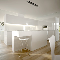 White minimalist modern kitchen