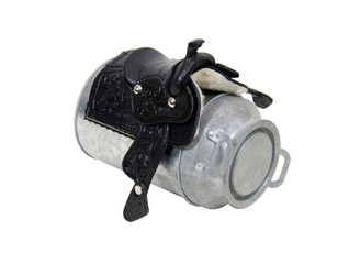 Saddle on milk tin