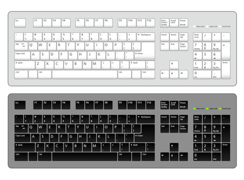 Black and white computer keyboard illustration