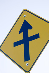 Yellow directional sign