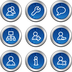 Users web icons, blue electronics buttons series