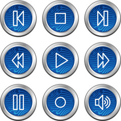Walkman web icons, blue electronics buttons series