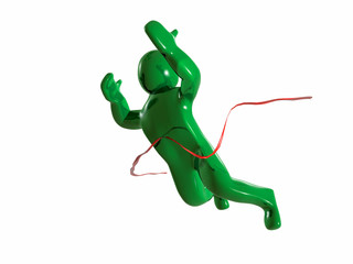 Blue 3D man, running