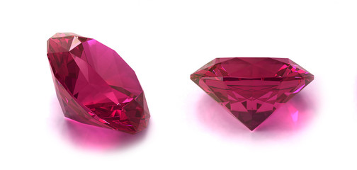Fototapeta premium Rhodolite gems isolated on white background