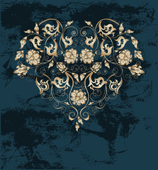 Gold Heart with Filigree Ornament