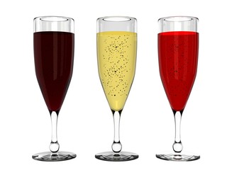 Champagne and wine in glasses