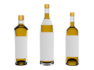 Wine bottles with blank labels isolated on white
