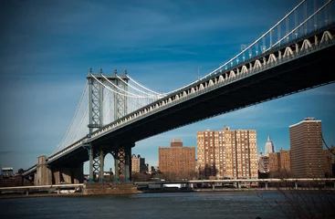 Papier Peint photo Lavable New York Pont de Manhattan
