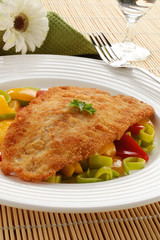 Fried fish fillet with vegetables