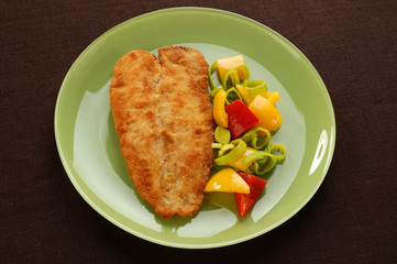 Fried fish fillet with vegetables