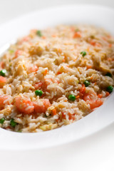 Rice with shrimps. A tasty paella