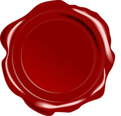 Red vector wax seal on white background