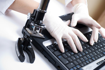 microscope and keyboard