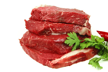 isolated raw beef meat