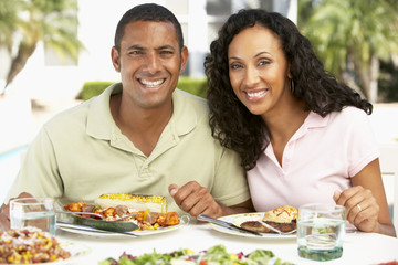 Couple Eating An Al Fresco Meal