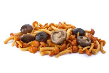 Some marinated honey agarics and black milk mushrooms