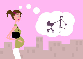 Pregnant woman thinking her future