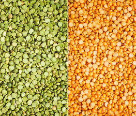 Green and yellow split peas