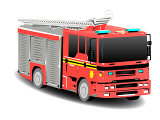 Red Firetruck Fire Engine Over White