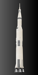 Large Space Rocket Saturn-5 Illustration Over Black Space © Bob Davies