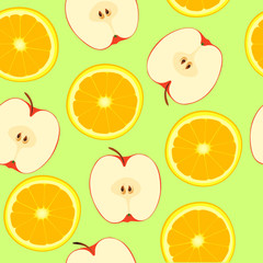 Apple and orange, seamless pattern