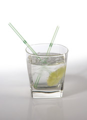 Cocktail with martini and ice