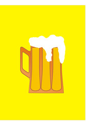 Glass of beer on a yellow background