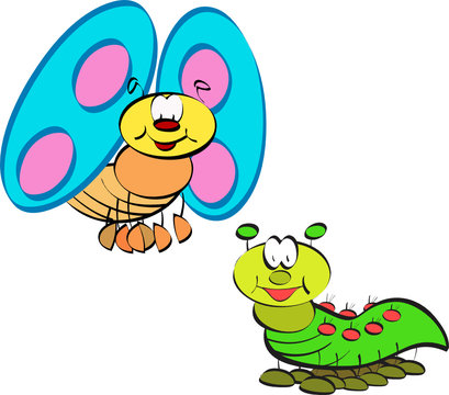 butterfly and caterpillar cartoon