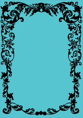black on blue floral frame