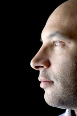 Man Portrait on Black closeup
