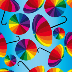 Seamless vector background with funny umbrellas