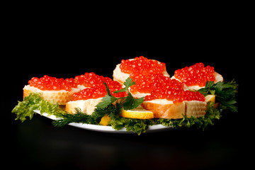 Sandwiches with caviar