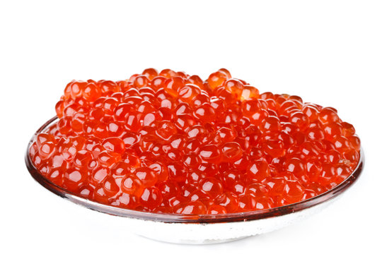 Dish with red caviar