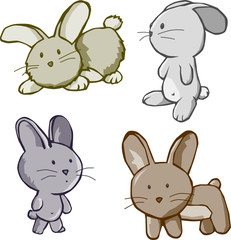 Obraz na płótnie Canvas Four vector Bunny cartoons
