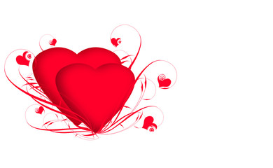Best stylized pink and red hearts on white background