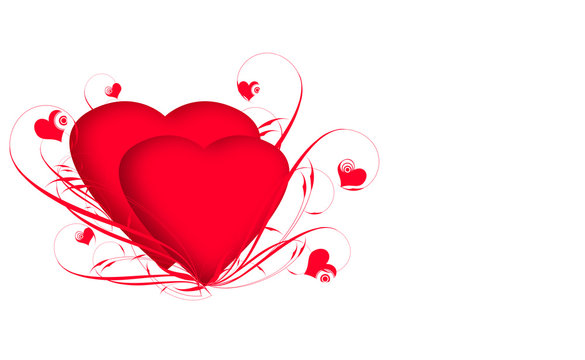 Best stylized pink and red hearts on white background