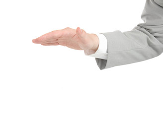 Obraz premium Protecting gesture of businessman isolated