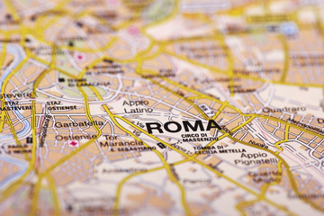 Fototapeta premium Rome Map Detail; selective focus