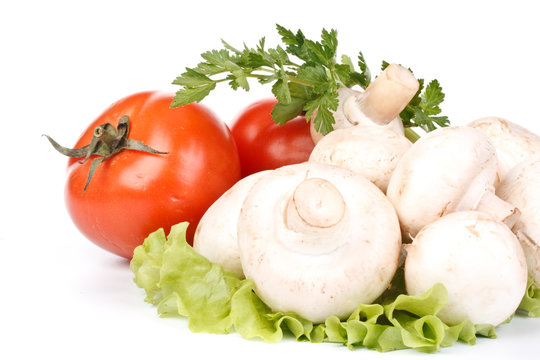 Fresh mushrooms with vegetables