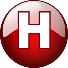 H character - red 3d alphabet button