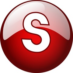 S character - red 3d alphabet button
