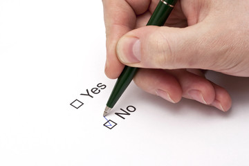 complete form: mark "NO"