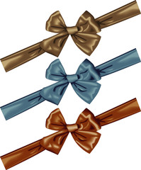Vector satin bows in blue and brown