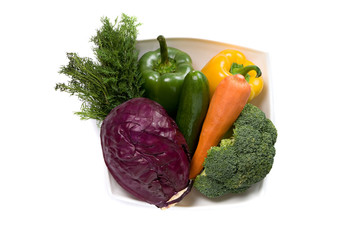 fresh vegetables on white background