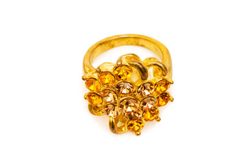 Golden ring isolated on the white background