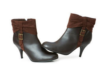 Brown boots isolated on the white background